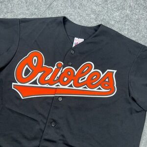 VTG Baltimore Orioles Mens XL Black Stitched Jersey Blank Majestic‎ MLB Baseball